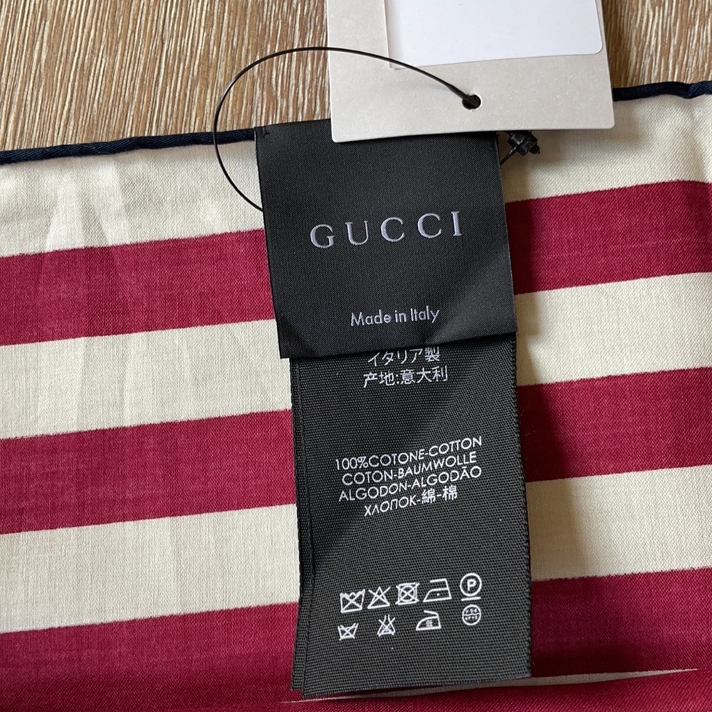 Gucci Scarf Antelope 45x20 100% Cotton Red/Ivory - Picture 4 of 7